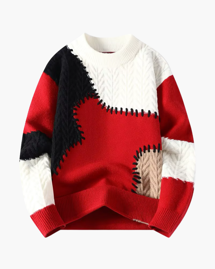 ELIRA VOGUE – PATCHWORK WOOL SWEATER